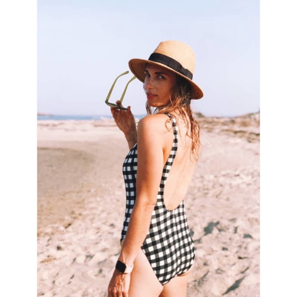J. Crew Black and White Gingham One-Piece Swimsuit